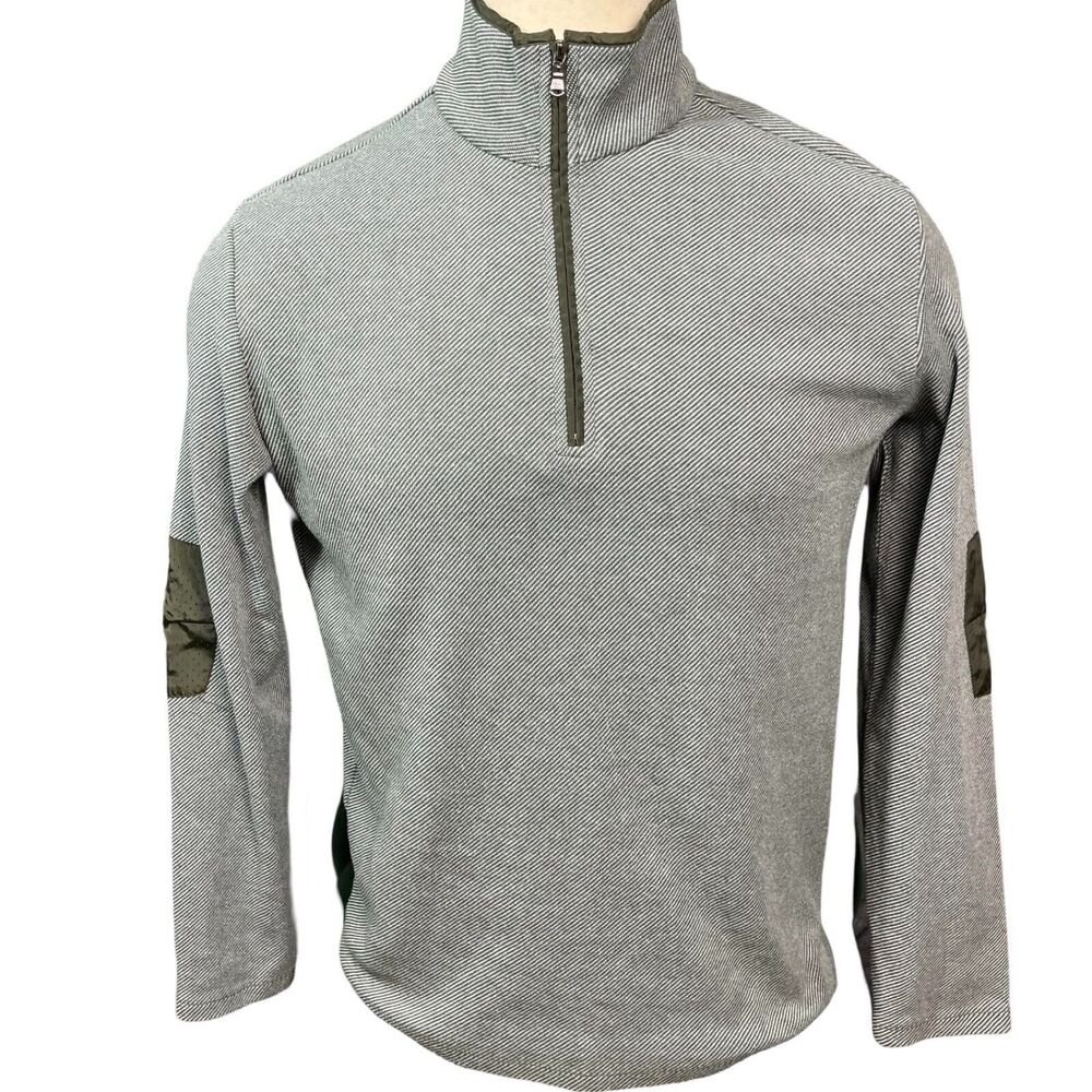Comstock & Co 1/4 Zip, Herringbone Sweater, Military Green, Sz Large, Fall